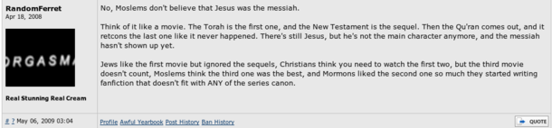Religion as a movie trilogy