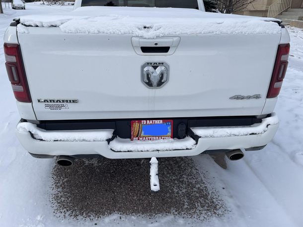 Replaced my brothers license plate frame as a surprise late Christmas gift