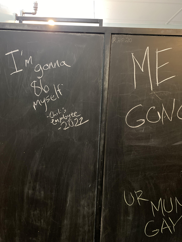 Restaurant with chalkboards as stall dividers