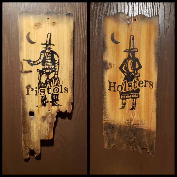 Restroom Signs at Wild West Pizzeria in West Yellowstone MT