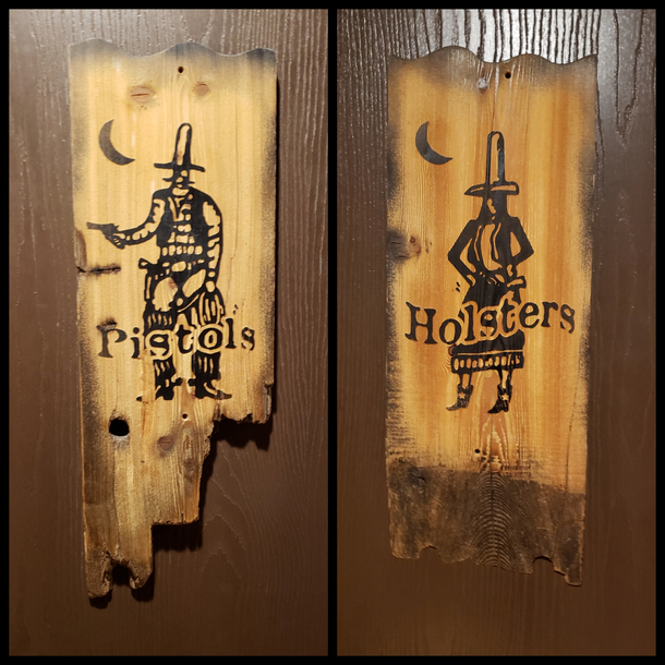 Restroom Signs at Wild West Pizzeria in West Yellowstone MT