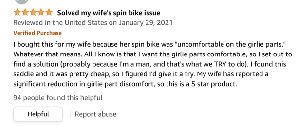 Review for a bicycle seat