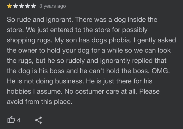 Review for a local rug store