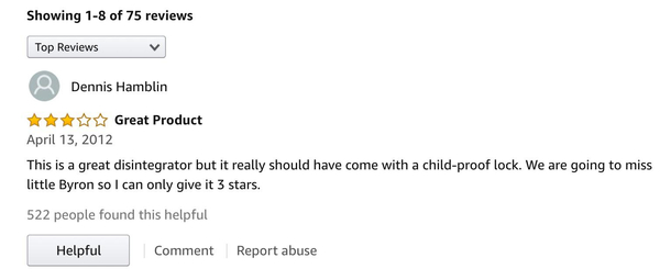 Review of a  paper shredder on Amazon