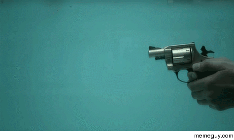 Revolver being shot underwater