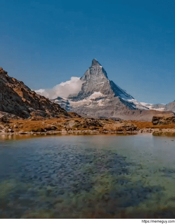 Riffelsee Lake above Zermatt Switzerland facing the Matterhorn