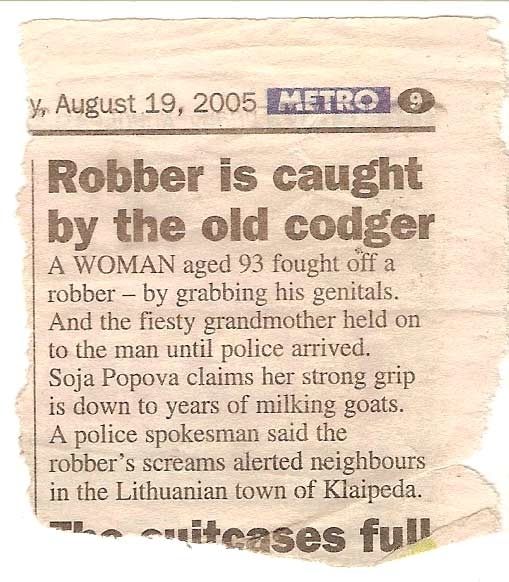 Robber is caught by the old codger