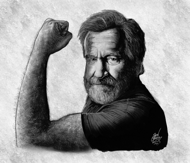 Robin Williams passed away  years ago today I drew this last year as a tribute to one of my childhood heroes
