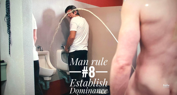 Rocking a piss like a boss Displaying dominance yet minding the social distancing guidelines