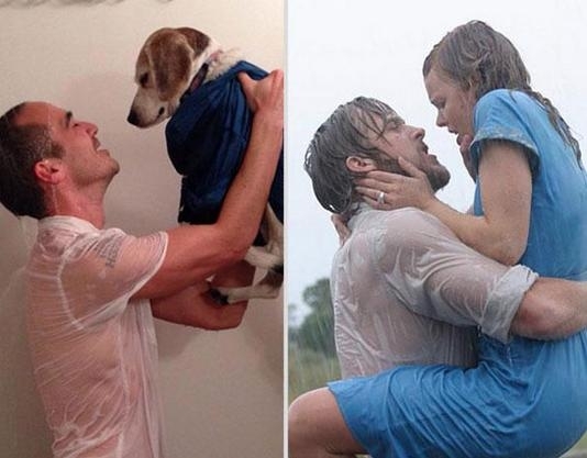 Romantic wet embrace
