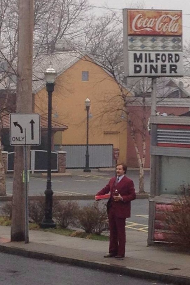 Ron Burgundy came to my town todaywith Dunkin Donuts and a 