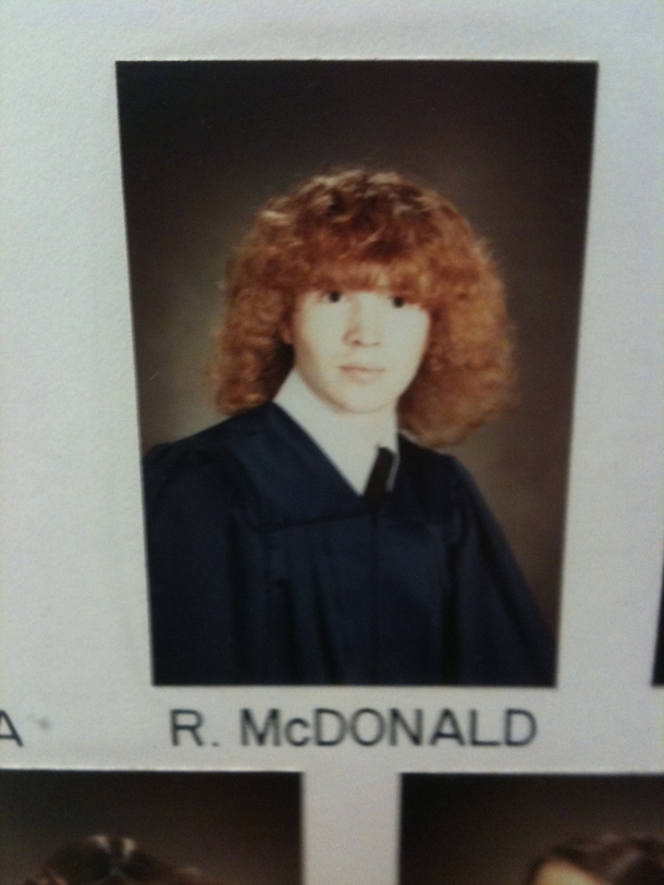 Ronald McDonald in his early years actual photo hanging up on the graduated years wall at my old school