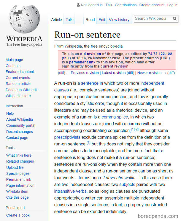 Run-on sentence