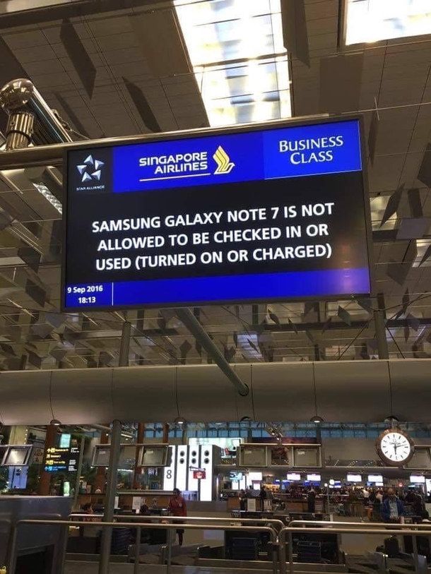 Samsung Galaxy Note  Not Allowed In Airport Check-In