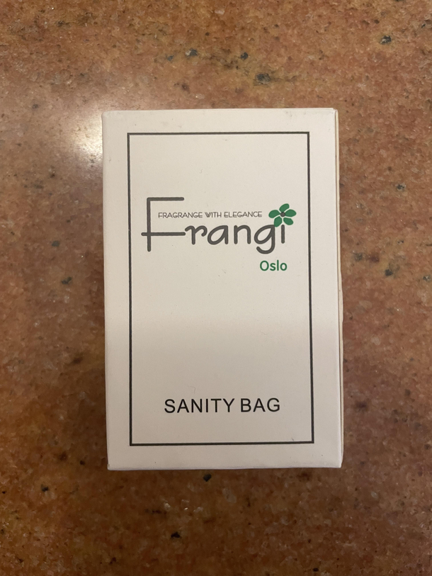 Sanity Bag from the hotel Im staying in