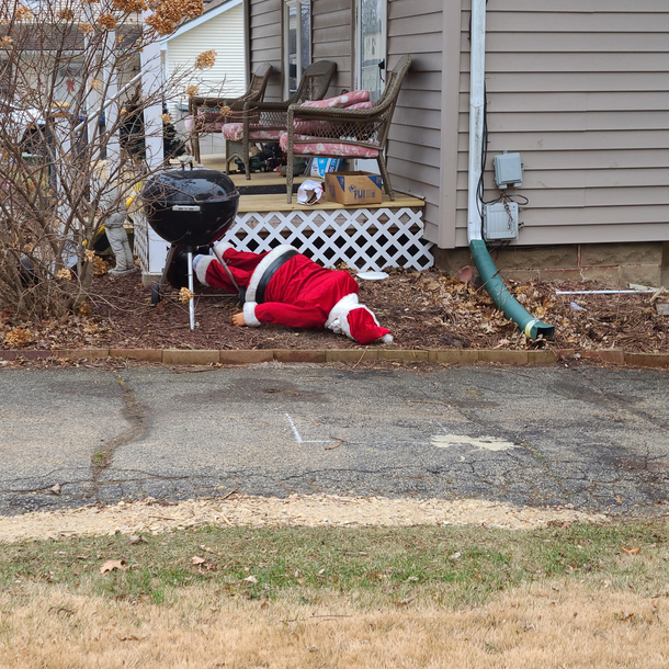 Santas gonna have a rough night if hes already face down