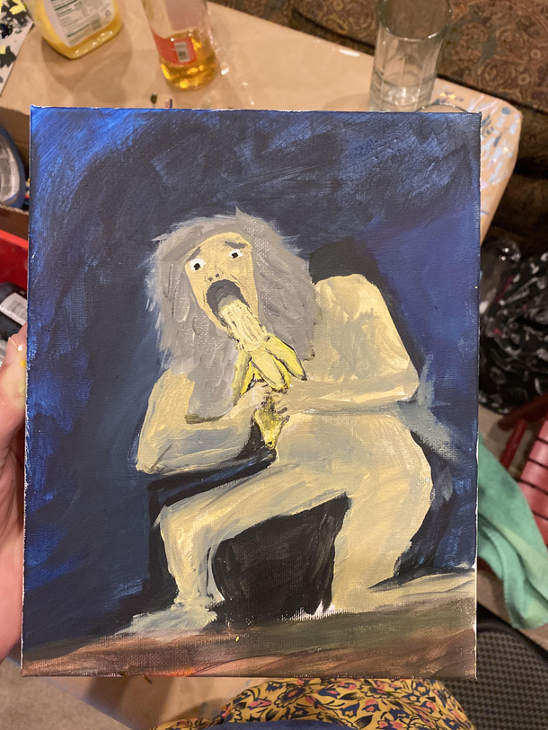 Saturn eating a banana