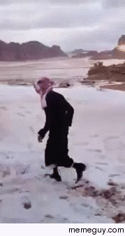 Saudi guy enjoying the snow