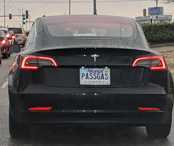 Saw a funny Tesla license plate today
