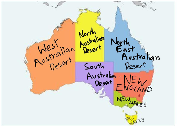 Saw an attempt at the US map my attempt at marking the Australian map - Meme Guy