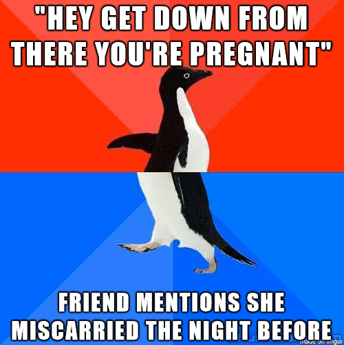 Saw my recently pregnant friend hanging Christmas lights