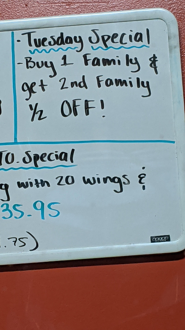 Saw this at the place where I picked up dinner tonight ITS PEOPLE On Tuesdays anyway