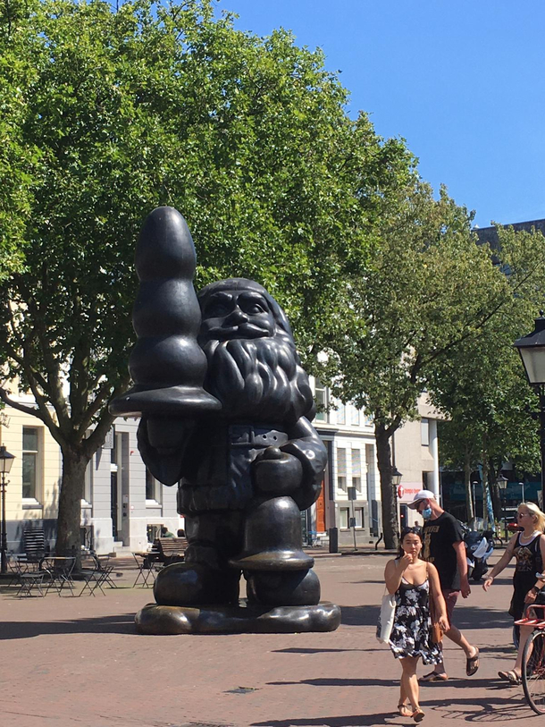 Saw this gnome in Rotterdam in the Netherlands According to Wikipedia people also like to call it the buttplug gnome