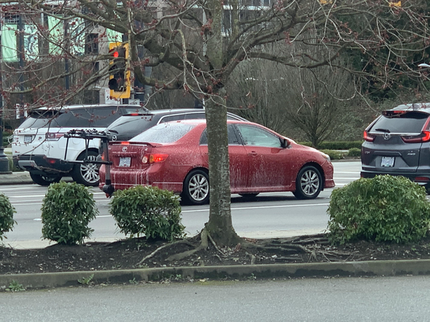 Saw this guy ripping out of the car wash I think he missed a step