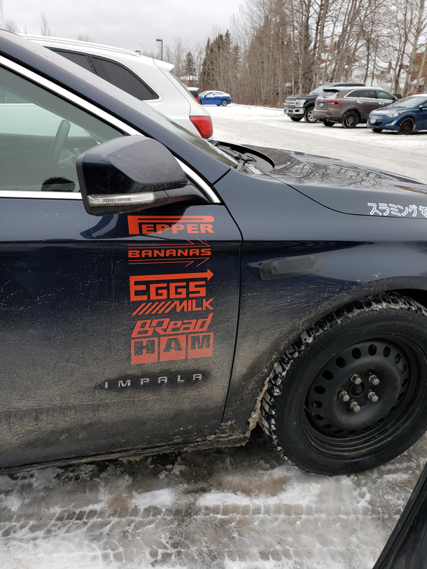 Saw this in the grocery store parking lot guess he didnt want to forget the list