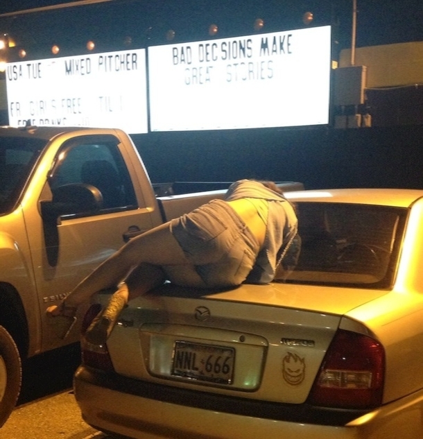 Saw this leaving the bar last night the sign on the right couldnt be anymore fitting