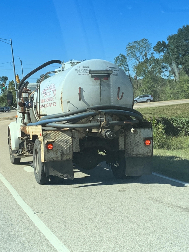 Saw this on a sewage truck the other day