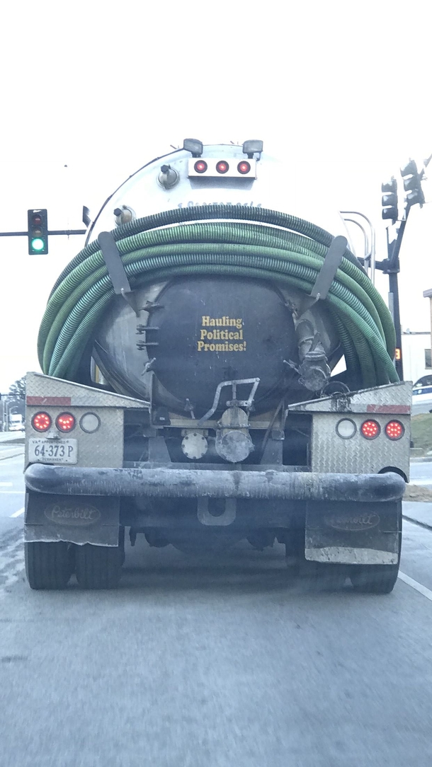 Saw this on the back of a septic tank truck