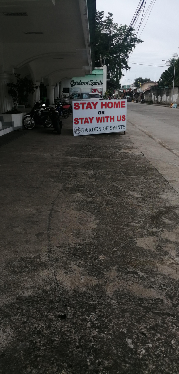 Saw this outside a mortuary here An attempt to prevent people from going out because of the pandemic
