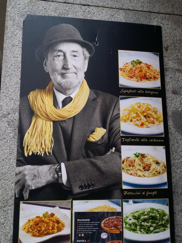 Saw this poster outside a restaurant in Madrid