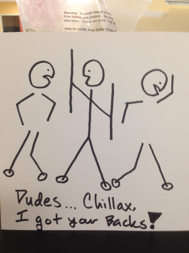 Saw this random stick figure art at work today