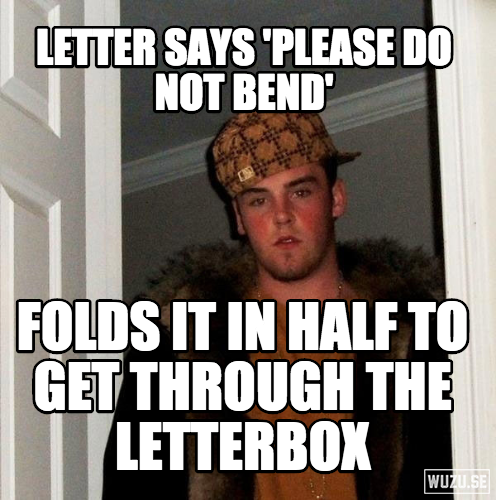 Scumbag postman with my exam certificates