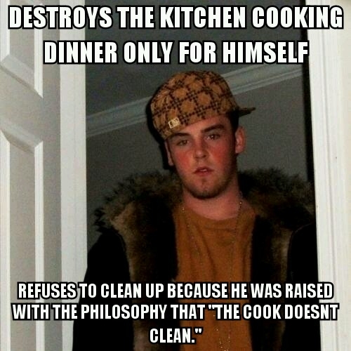 Scumbag roommate doesnt understand that the rule only counts if you cook for more than yourself