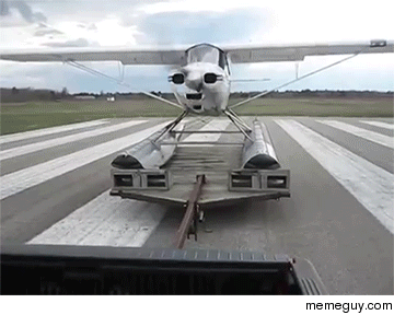 Sea Plane Takes Off From Truck Trailer