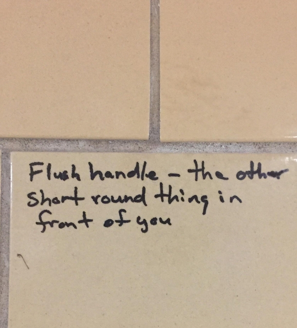 Seen in a mens restroom on the wall above urinal