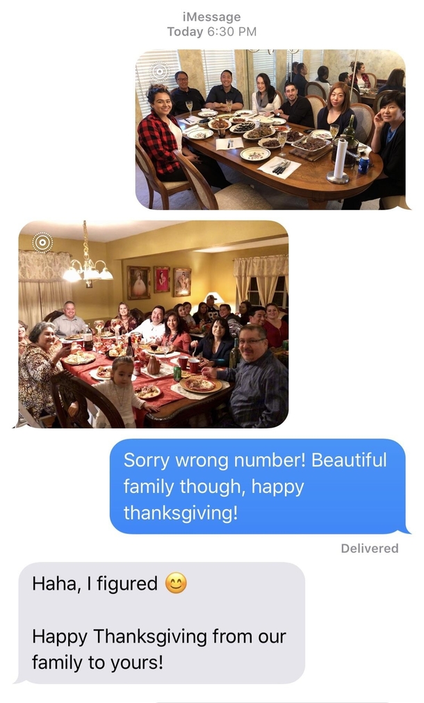 Sent the wrong number a family photo was not disappointed happy thanksgiving yall