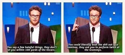 Seth Rogan calling out the Grammys