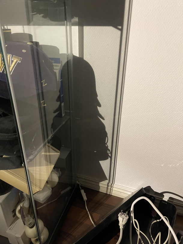 Shadow from my cabinet looks exactly like a samurai