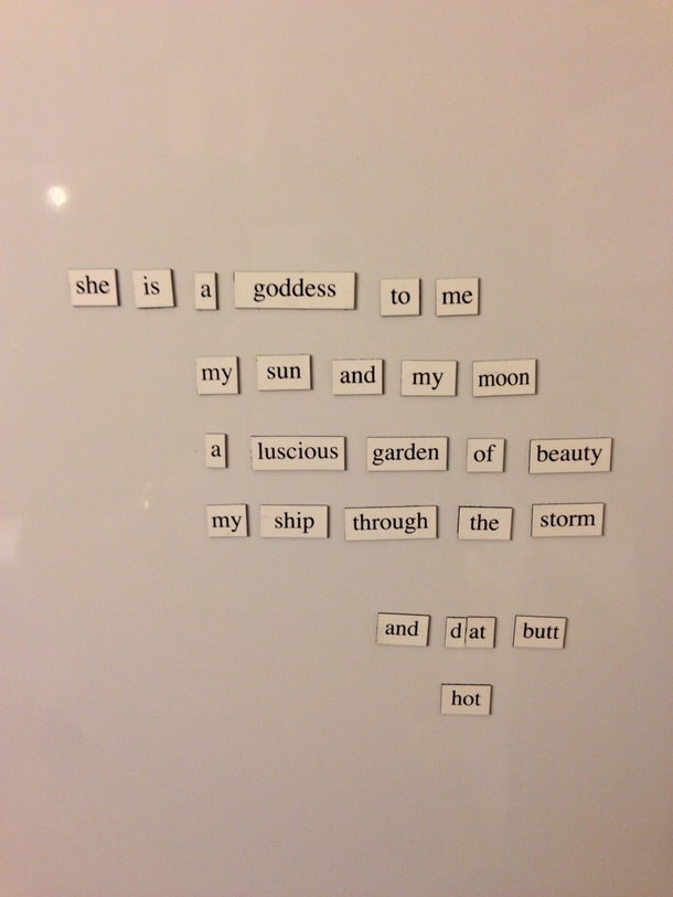 She didnt appreciate my fridge magnet poem
