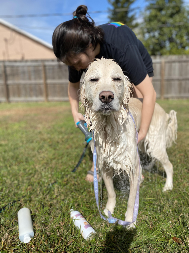 She doesnt like baths can you tell