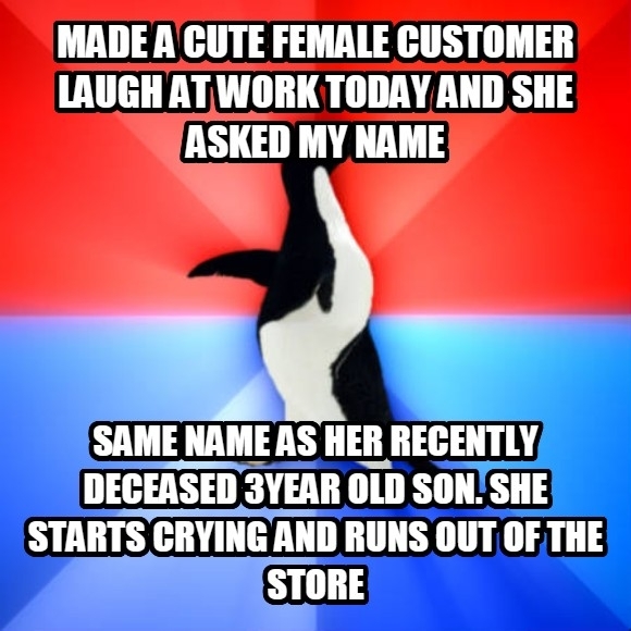 she starts crying and runs out of the store