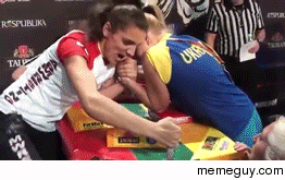 Shes REALLY into arm-wrestling