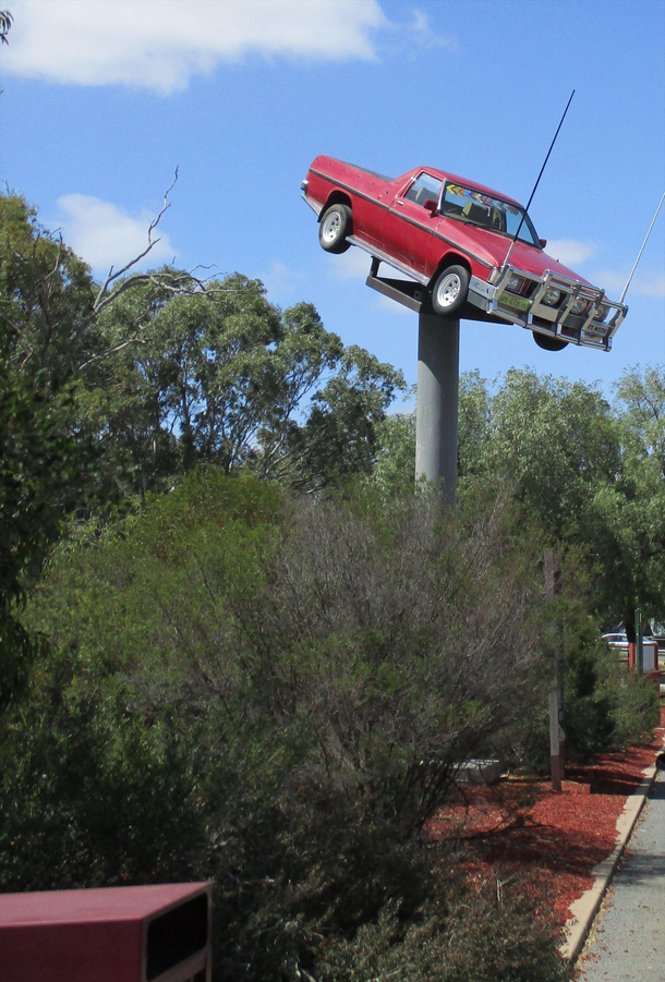 Shit art installation Ill raise Ute on a Pole