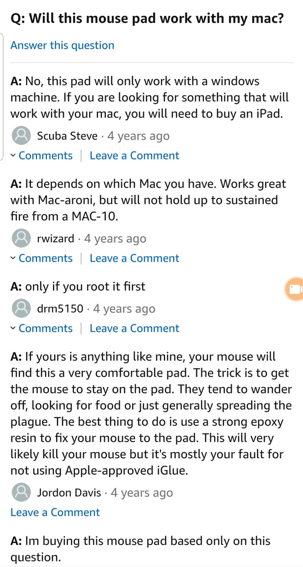 shopping for a mouse pad on amazon