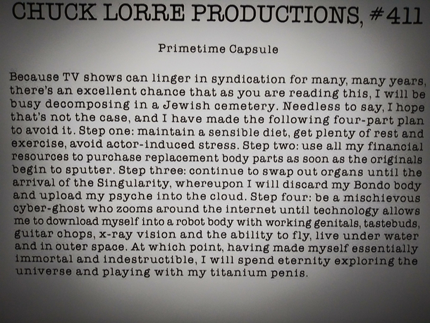 Showed up after a Big Bang Theory episode At first I thought it was just legal mumbo jumbo fine print until I saw Titanium Penis at the end