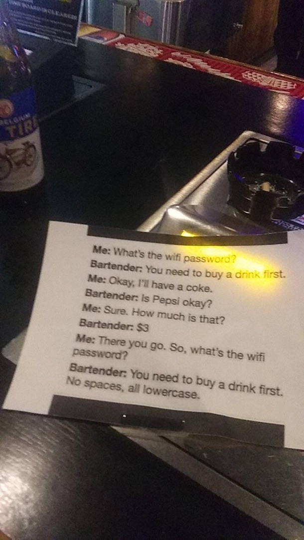 Sign at a bar